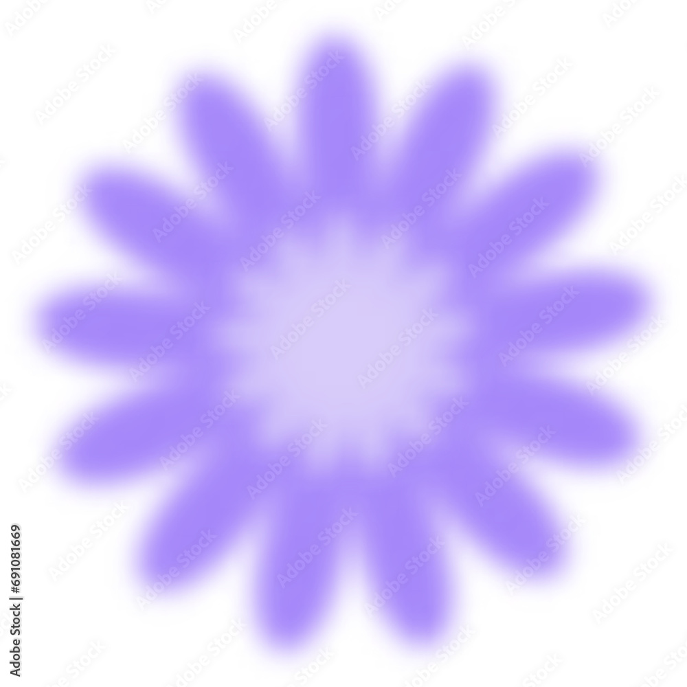 Obraz premium Y2k blurred flower. Gradient aesthetic sticker with soft glow effect and aura. Cute smooth futuristic daisy
