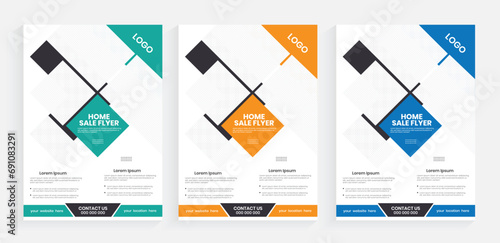 Real estate industry commercial flyer template, Home sale marketing print flyer and poster design, Property sale flier, House sale leaflet, Promotion vertical handout.