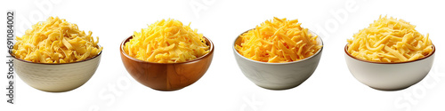 Bowl of Shredded Cheddar Cheese Hyperrealistic Highly Detailed Isolated On Transparent Background Png File
