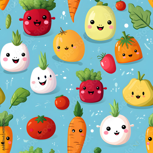 cute vegetable theme design pattern wallpaper