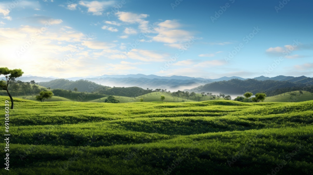 Landscape with green fields on a clear sunny day. Landscape with green fields on a clear sunny day.