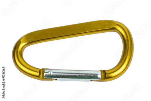 Climbing carabiner clip on isolated white background