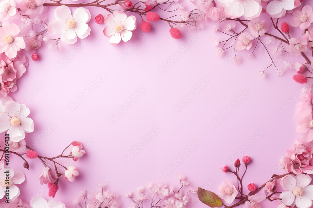 cherry blossom flowers on a pink background