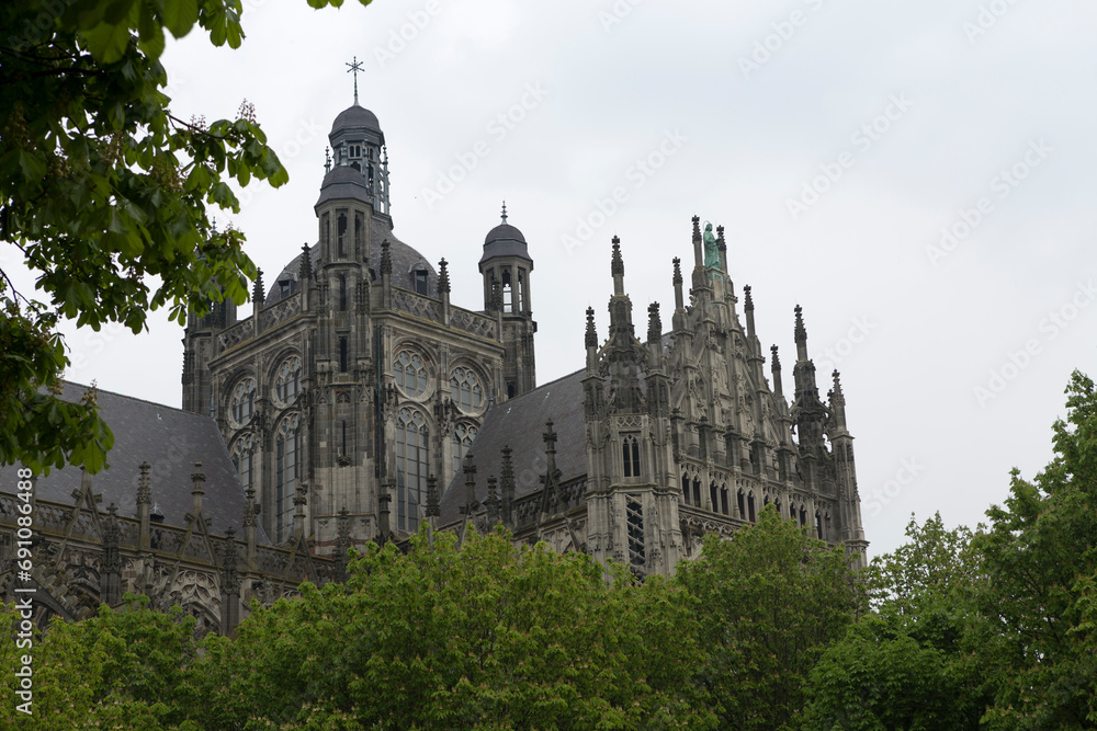 Netherlands Maastricht city view on a cloudy autumn sunny day