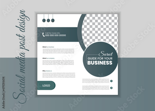 Business social media post Corporate social poster design. Template vector illustration template in modern Graphic design. Layout with round graphic elements 1000x1000 size. Business corporate design