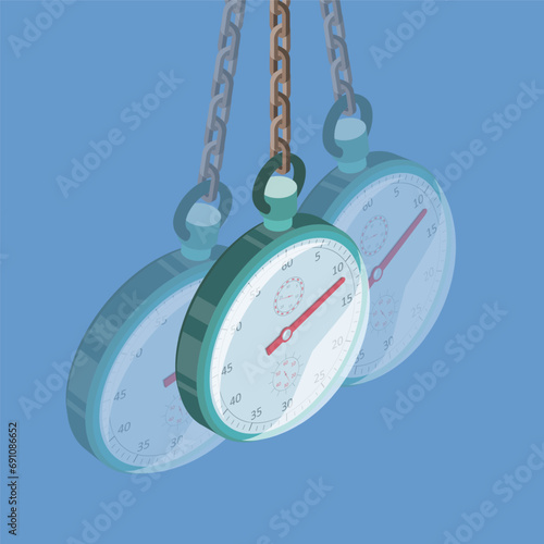 3D Isometric Flat Vector Illustration of Hypnosis, Pendulum Swinging