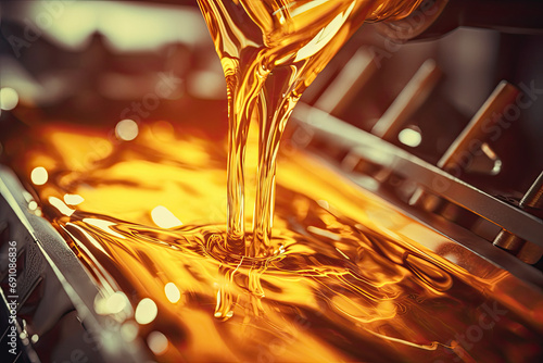 A realistic illustration of oil being poured into an engine, Ai Generative photo
