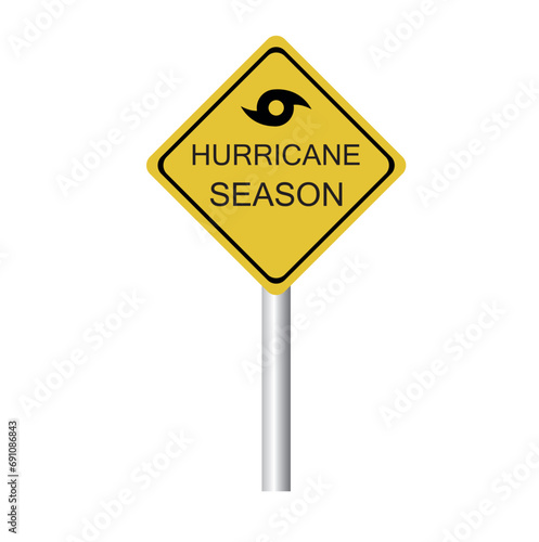 tornado sign, tornado symbol, tornado season with symbol against copy space