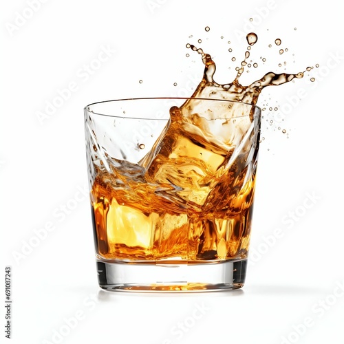 Wallpaper Mural Whiskey Splash in Glass Isolated on White Background. Generative ai Torontodigital.ca