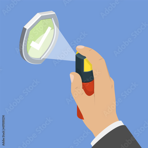 3D Isometric Flat Vector Illustration of Pepper Spray, Self Defense Equipment