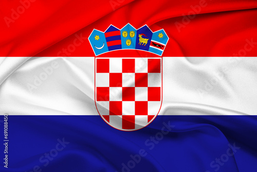 Flag Of Croatia, Croatia flag vector illustration, National flag of Croatia, Croatia flag. Fabric flag of Croatia.