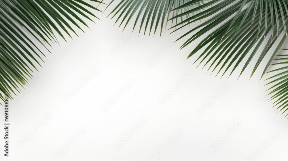 Obraz premium Palm tree branches and leaves. Background for text.