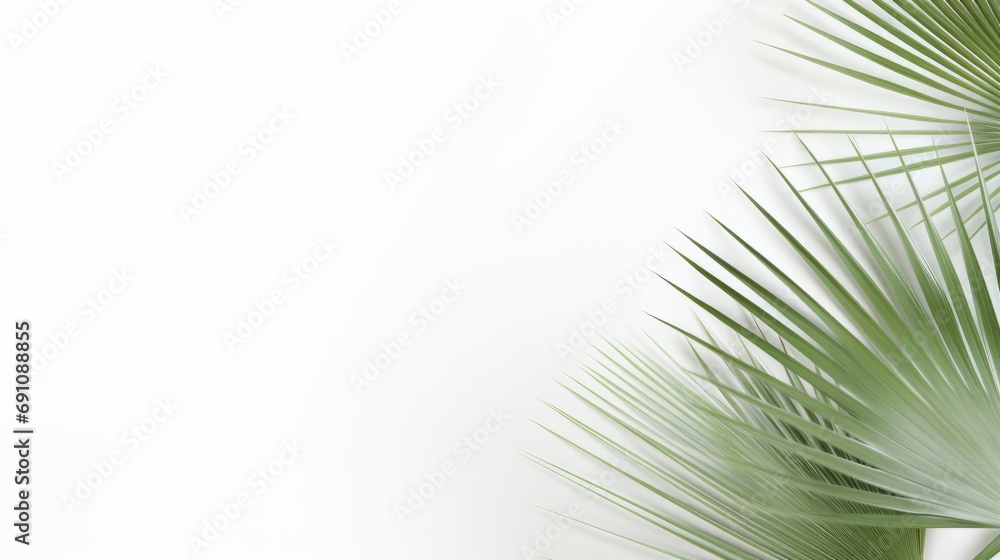 Obraz premium Palm tree branches and leaves. Background for text.