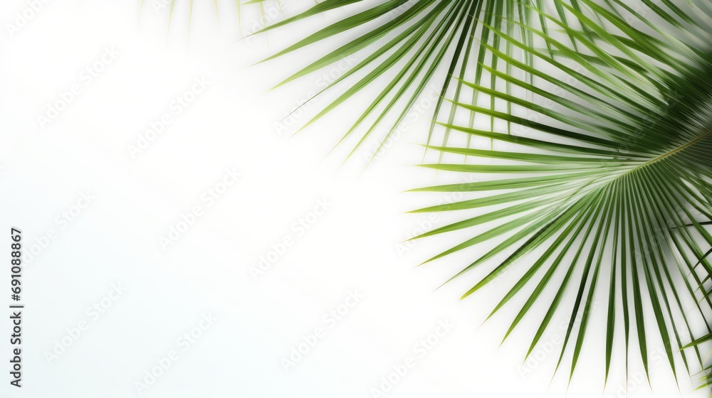 Obraz premium Palm tree branches and leaves. Background for text.