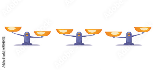 Scale weight weigh libra balance imbalance concept. Vector graphic design illustration
