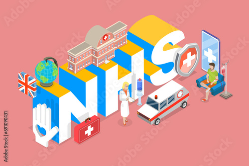 3D Isometric Flat Vector Illustration of NHS, National Health Service