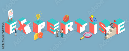 3D Isometric Flat Vector Illustration of Expertise  High Level Knowledge and Experience