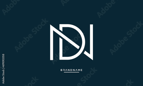 Alphabet letters icon logo ND or DN