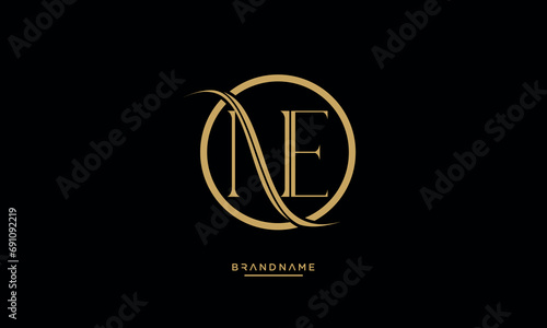 Alphabet letters NE or EN logo monogram