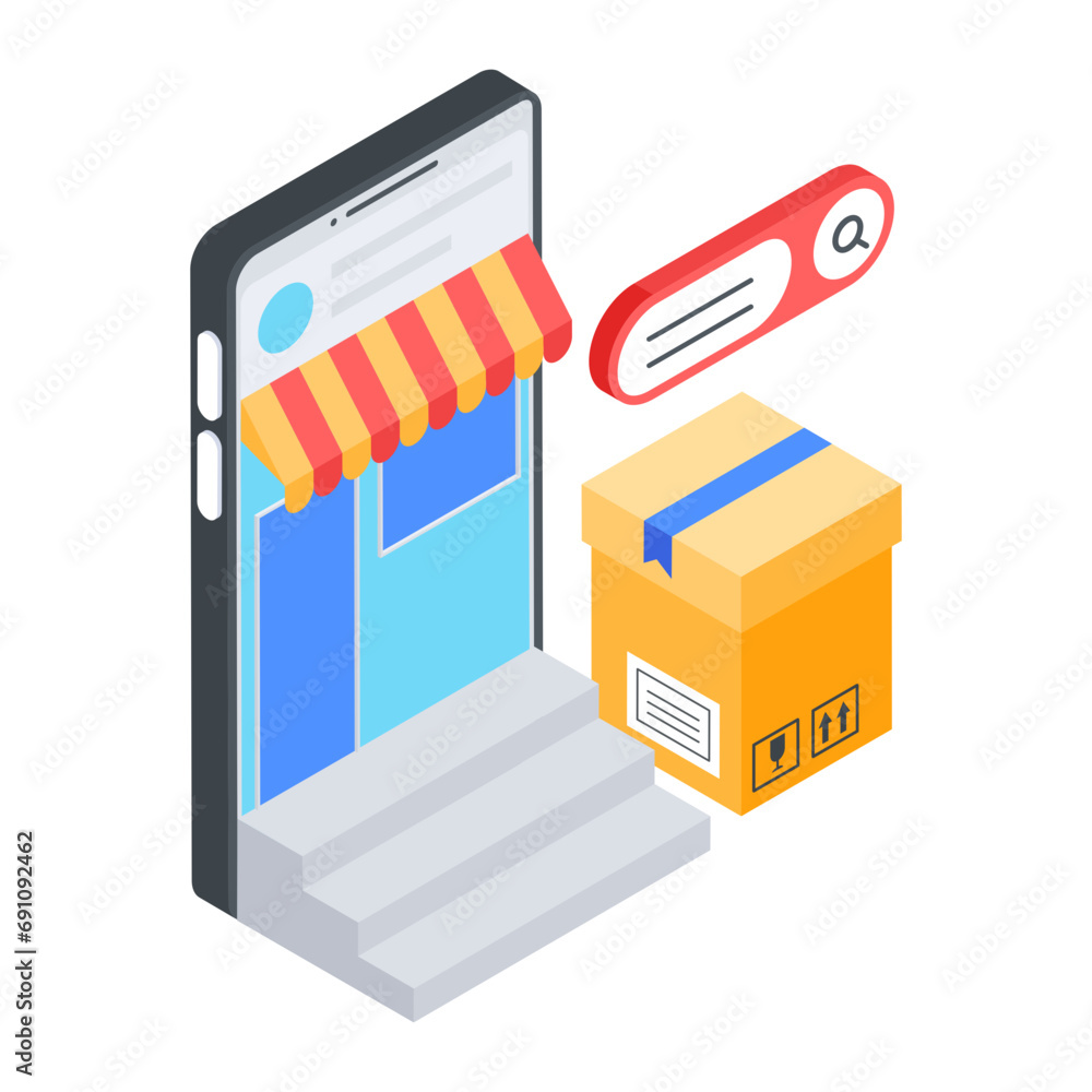 Customizable isometric icon of buy online Customizable isometric icon of buy online