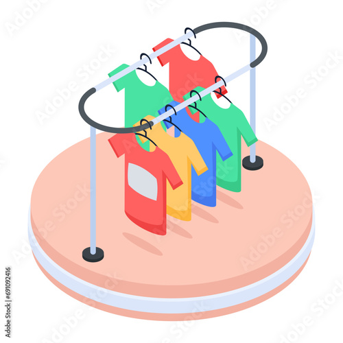 Check this isometric icon of hanging Clothes