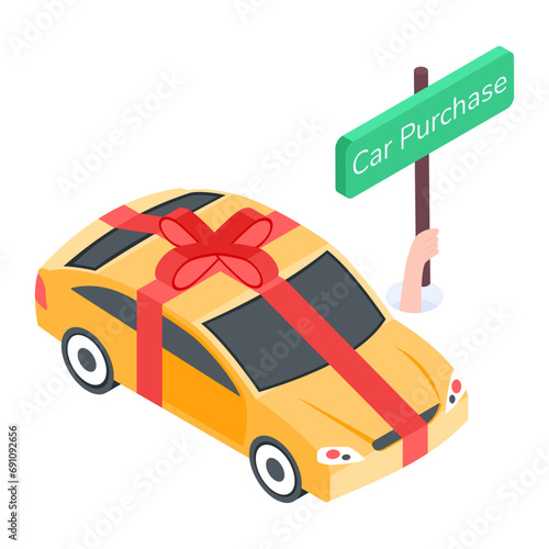 Get this isometric icon of car purchase 