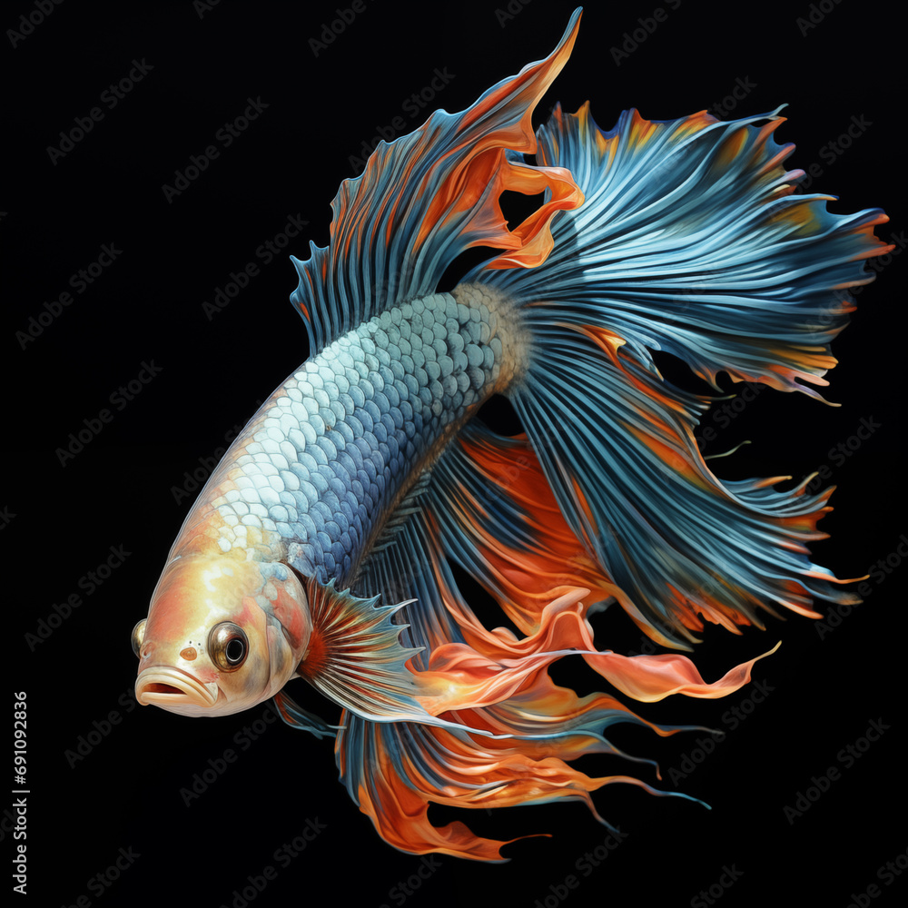 Fototapeta premium Beautiful betta fish on a blank background