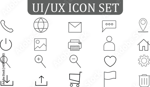set of icons, UI/UX liner icon set of random icons.