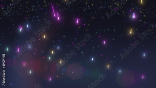 Wallpaper Mural Astral Fantasia: Glowing Meteor Trails in a Futuristic Universe, Unveiling Cosmic Science and Mystery, Forever Painting the Night Sky with Shiny Effects Torontodigital.ca