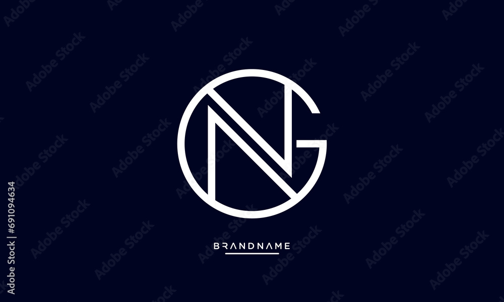 Alphabet letters NG or GN logo monogram Alphabet letters NG or GN logo monogram