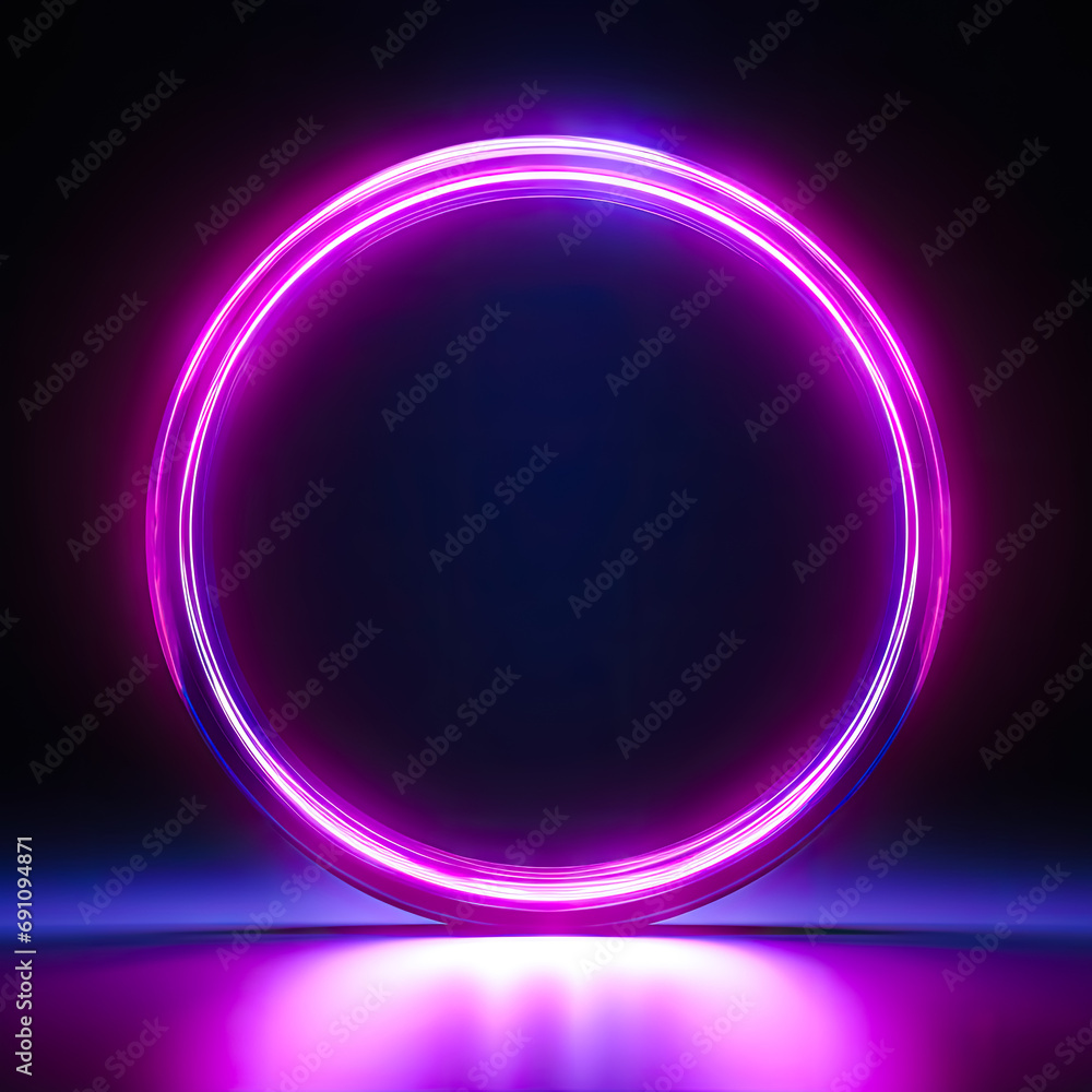 Obraz premium beautiful purple neon ring with glow generated by AI 