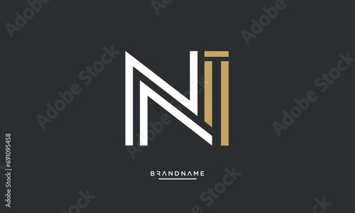 Alphabet letters NI or IN logo monogram