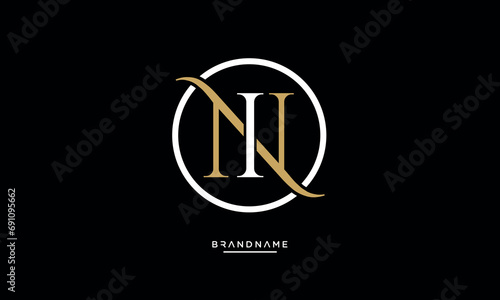 Alphabet letters NI or IN logo monogram