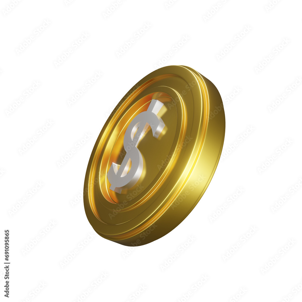 Glossy Gold Coins with white sign. Set PNG. Transparent background Glossy Gold Coins with white sign. Set PNG. Transparent background
