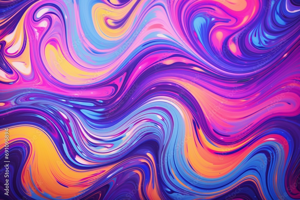A bright, psychedelic epoxy wall texture with swirling patterns in neon colors