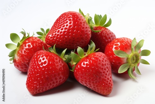 strawberries with leaf isolated on white background.