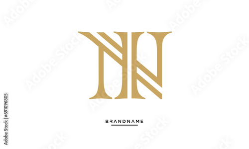Alphabet letters NI or IN logo monogram