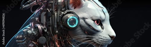 Anthropomorphic cyber cat photo