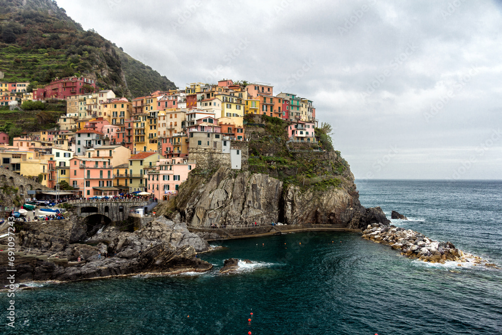 Manarola Village Cinque Terre Italy. colorful town Liguria one of five Cinque Terre Ligurian coast