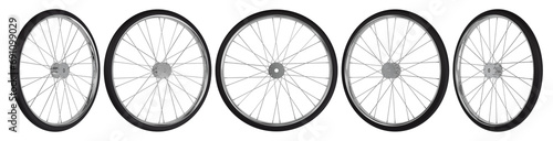 Bicycle wheel in different positions. 3D rendering.