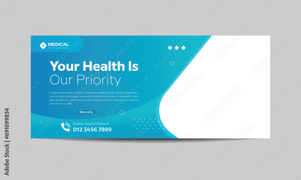 Medical health care Facebook thumbnail design or web banner for medical services Medical health care Facebook thumbnail design or web banner for medical services