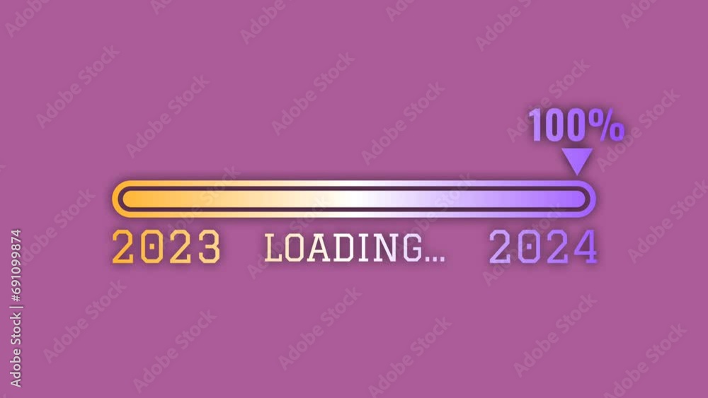 New year 2024 progress bar animation in gradient colour animation