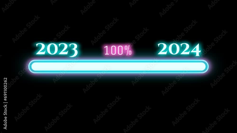 2023 to 2024 progress bar animation in neon light. new year welcome ...