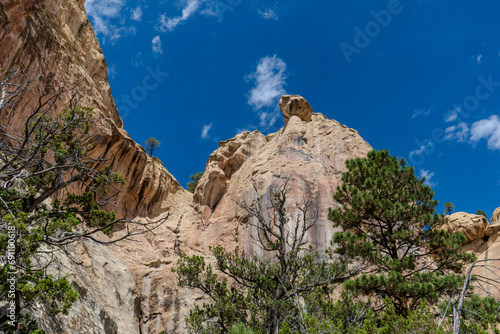 Gorgeous white sand stone rock face of the interesting El Morro National Monument, New Mexico
