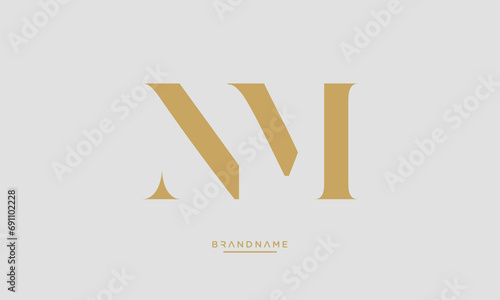 Alphabet letters NM or MN logo monogram