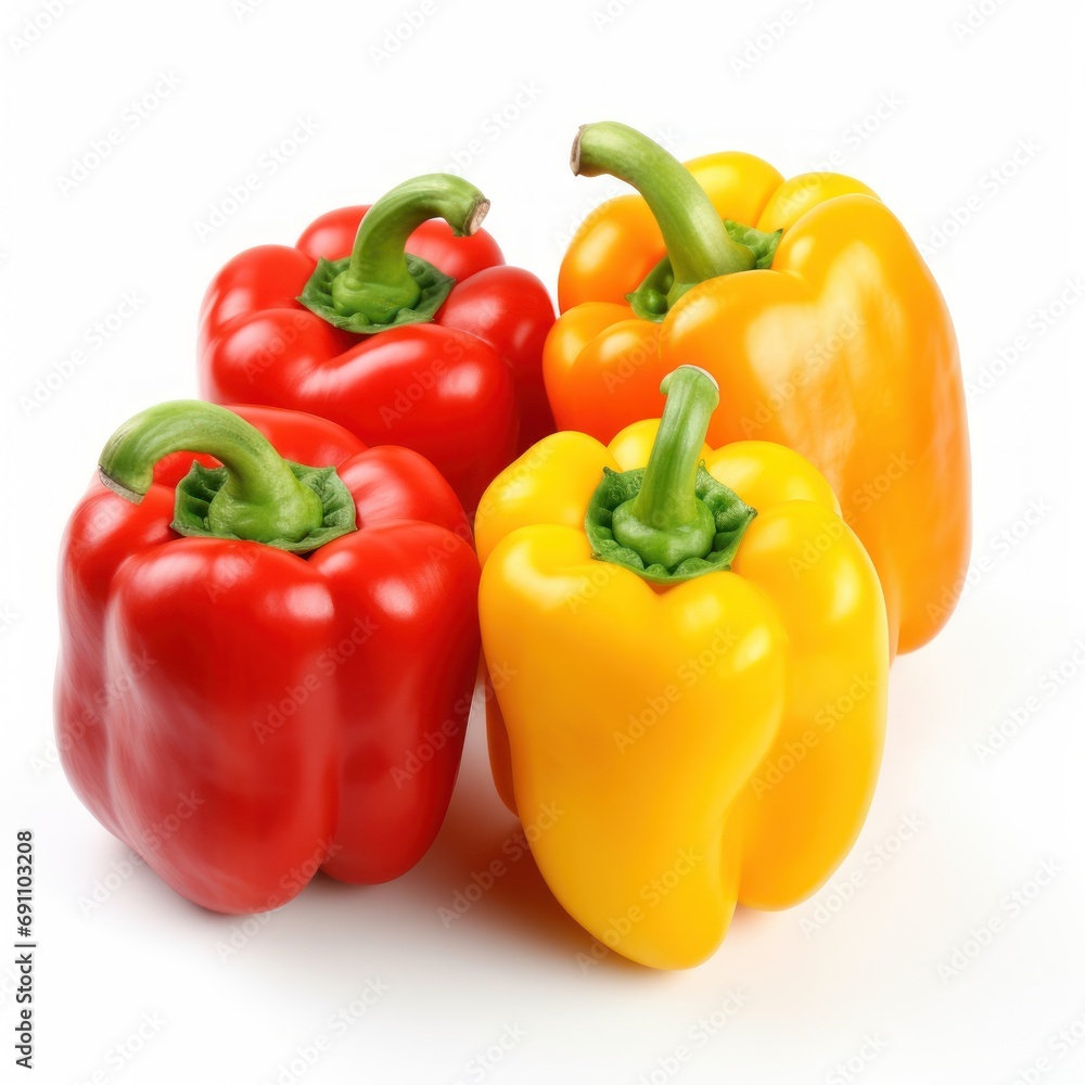 fresh and colorful capsicum on white background. fresh and colorful capsicum on white background.