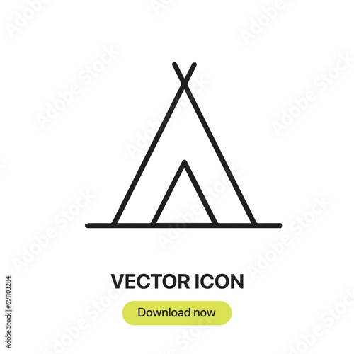 Tent icon vector. Linear-style sign for mobile concept and web design. Tent symbol illustration. Pixel vector graphics - Vector.	