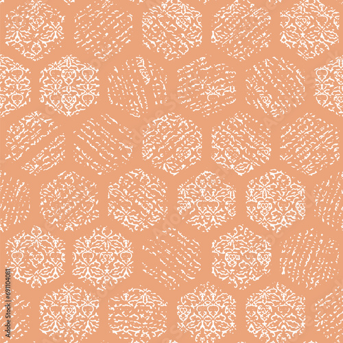 Coastal retro ikat stripes. Zigzag pattern seamless. Geometric chevron Woven linen cloth background. Line striped closeup weave fabric abstract illustration, wallpaper. Peach fuzz colors of the year