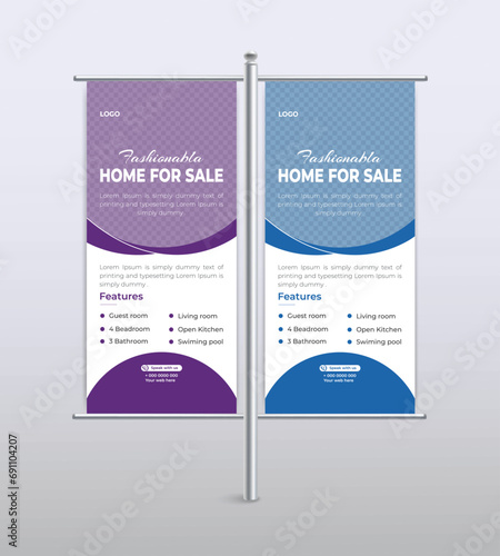 real estate house property lamp post advertising pole banner design template