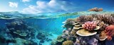 Great barrier reef australia coastilne. Blue ocean coral queensland. Generative ai